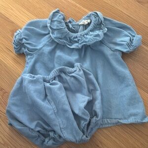 Louis Louise Paris cotton short sleeve chambray blouse & bloomer set 24 months
